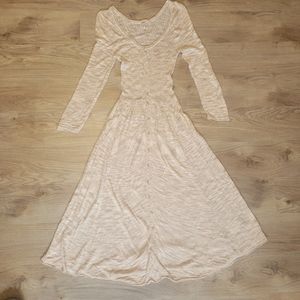 Free People Knit Crochet tan maxi dress size Large